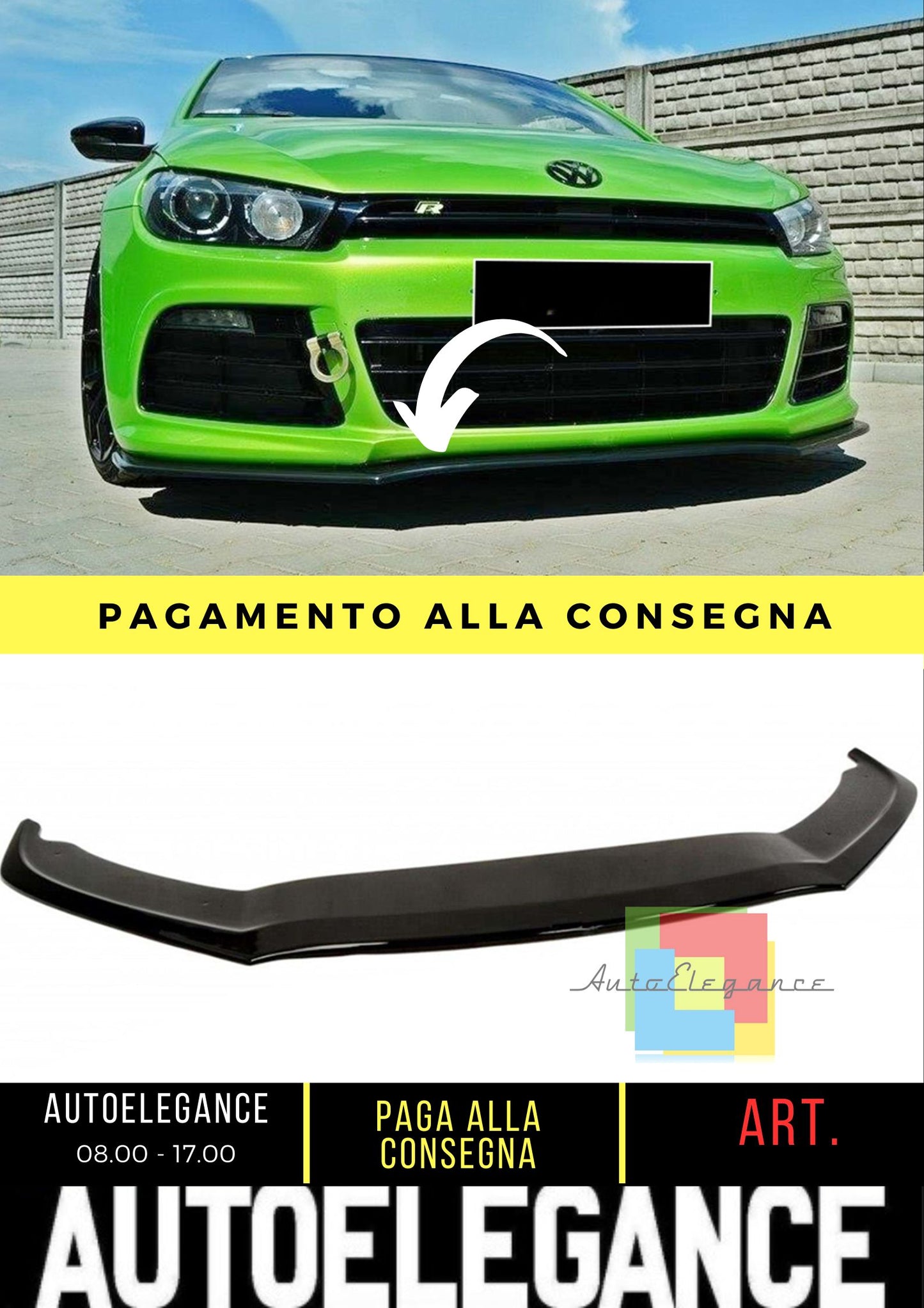 Scirocco Mk3 R Max Labbro Anteriore V2 Piano Nero Vuoto Plastica 08-13