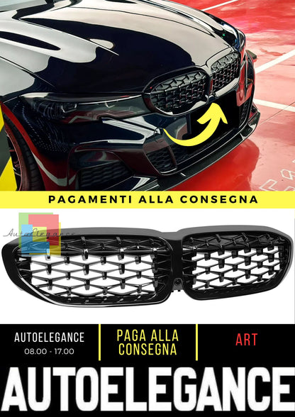 Griglia radiatore stile Diamand adatta per BMW Serie 3 G20 G21 nero lucido