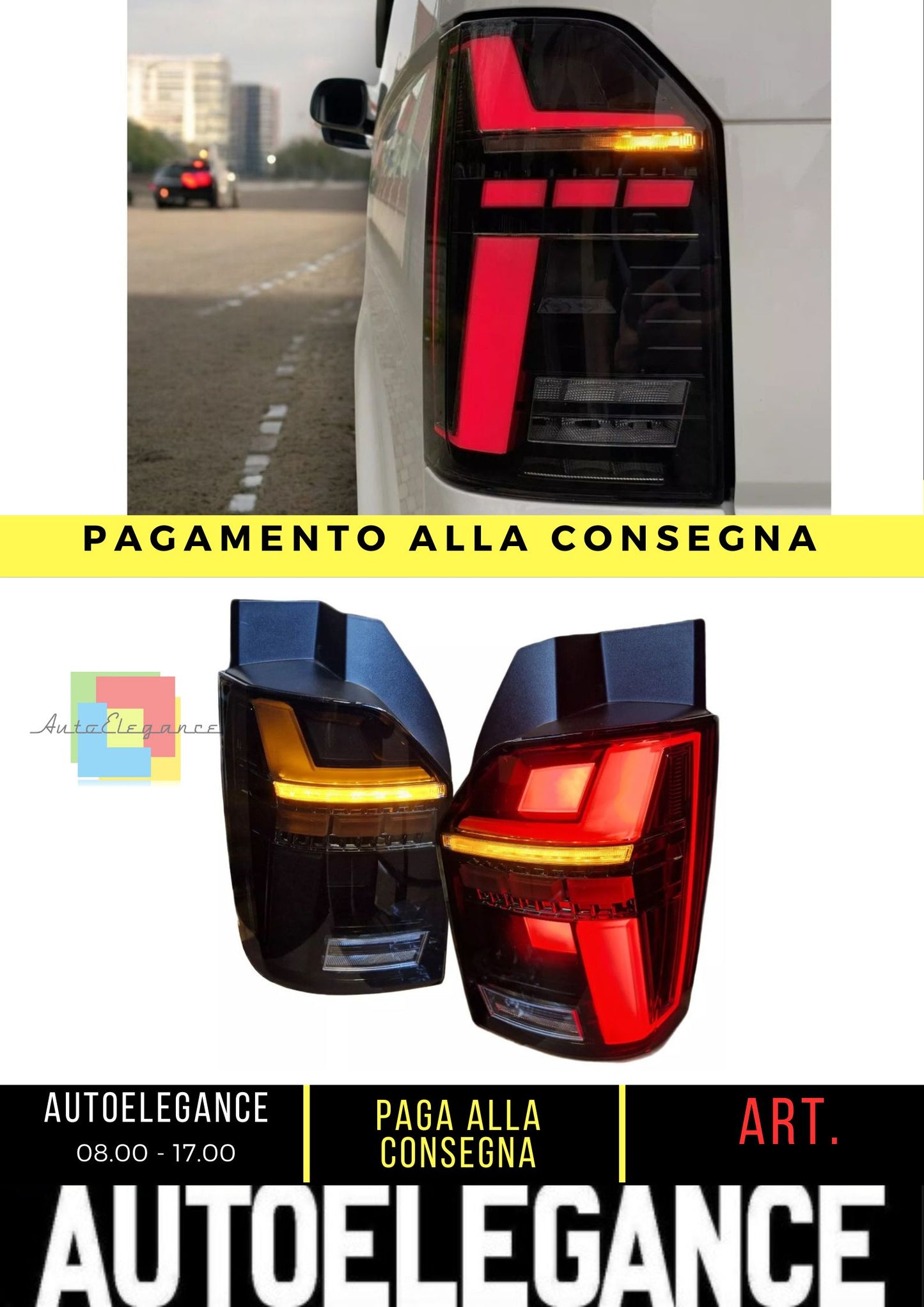 Fanali posteriori LED neri per VW T6 Bus 15-19 FRECCE DINAMICHE T6.1 look