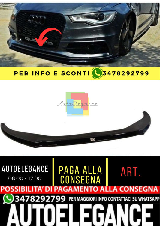 A6 C7 S6 S-Line Max V2 Front Lip Piano Black Empty Plastic 2011-2018 