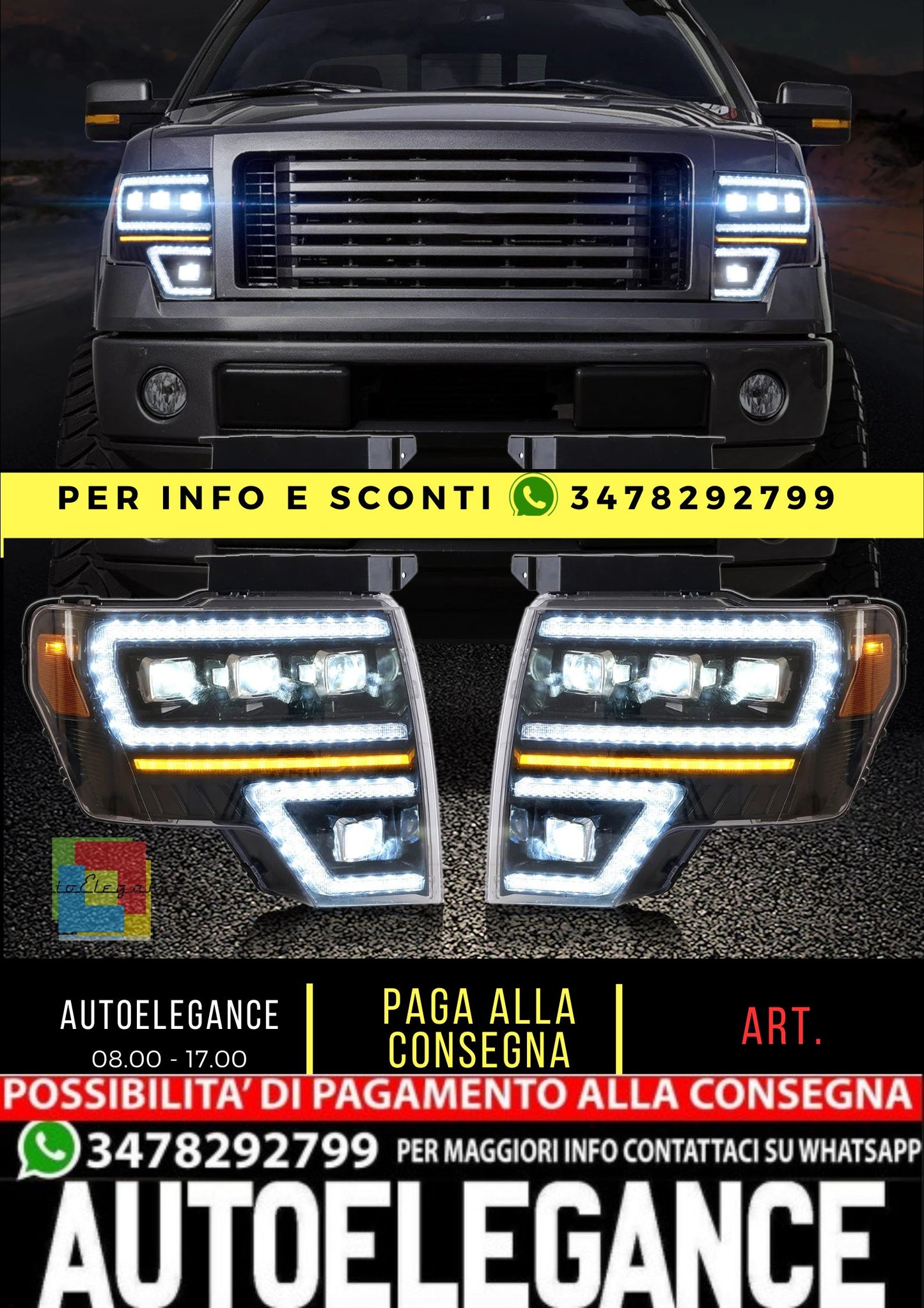 Fari per proiettori a LED per Ford F150 2009-2014 con DRL dinamico