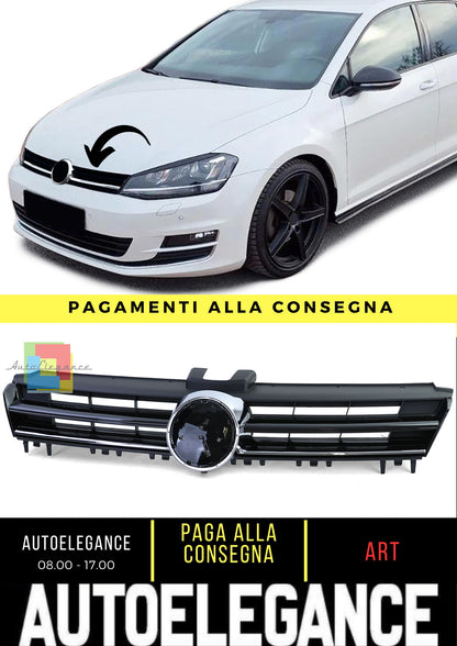 Gloss Black Sport Grille with Chrome Stripe for VW Golf 7 also GTI 12-17