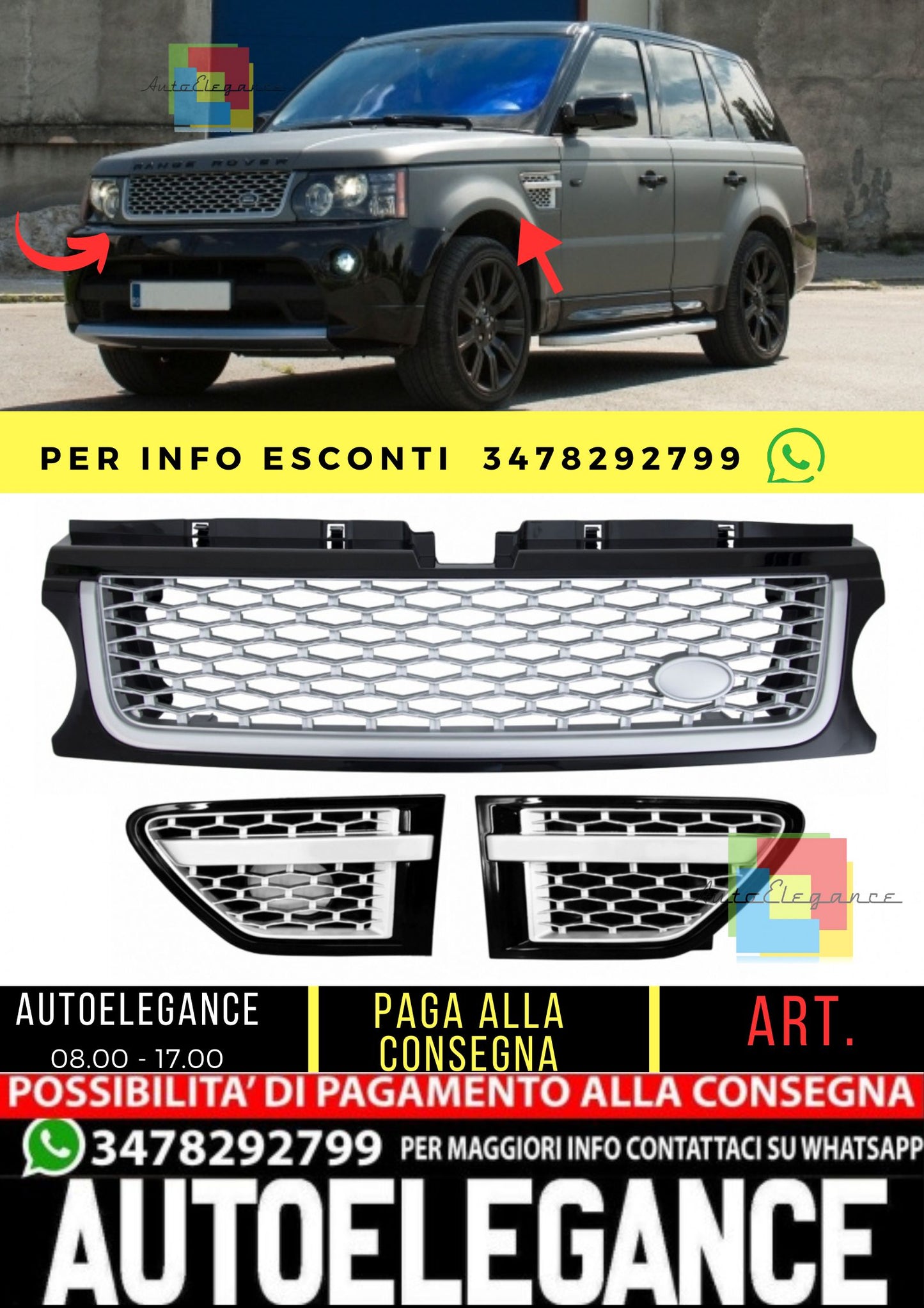 Front Grille for Range Rover Sport L320 Facelift (2009-2012) Autobiography Look Silver