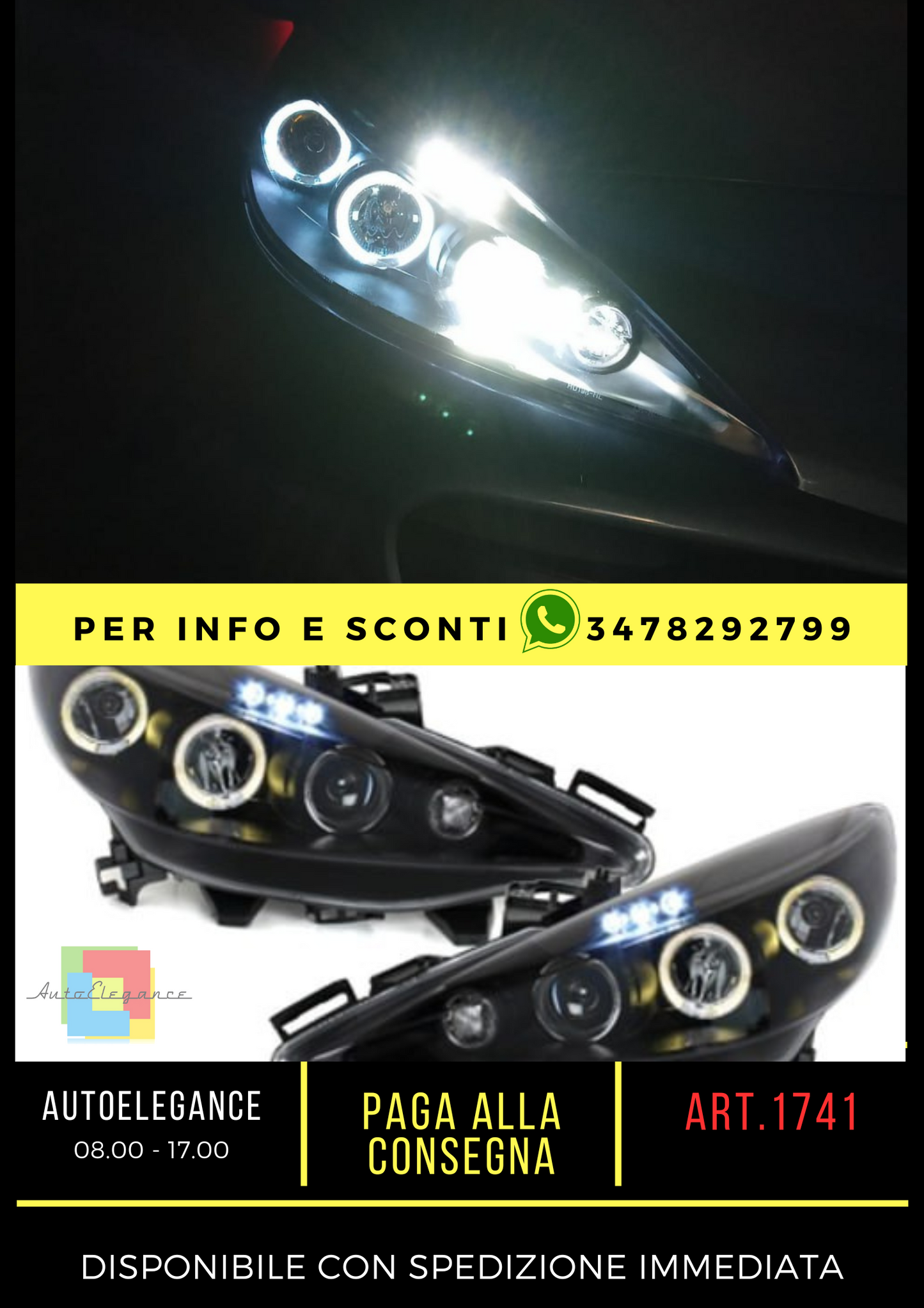 ✨HEADLIGHTS SUITABLE FOR MERCEDES 207 207CC 2006-2012 BLACK ANGEL EYES✨