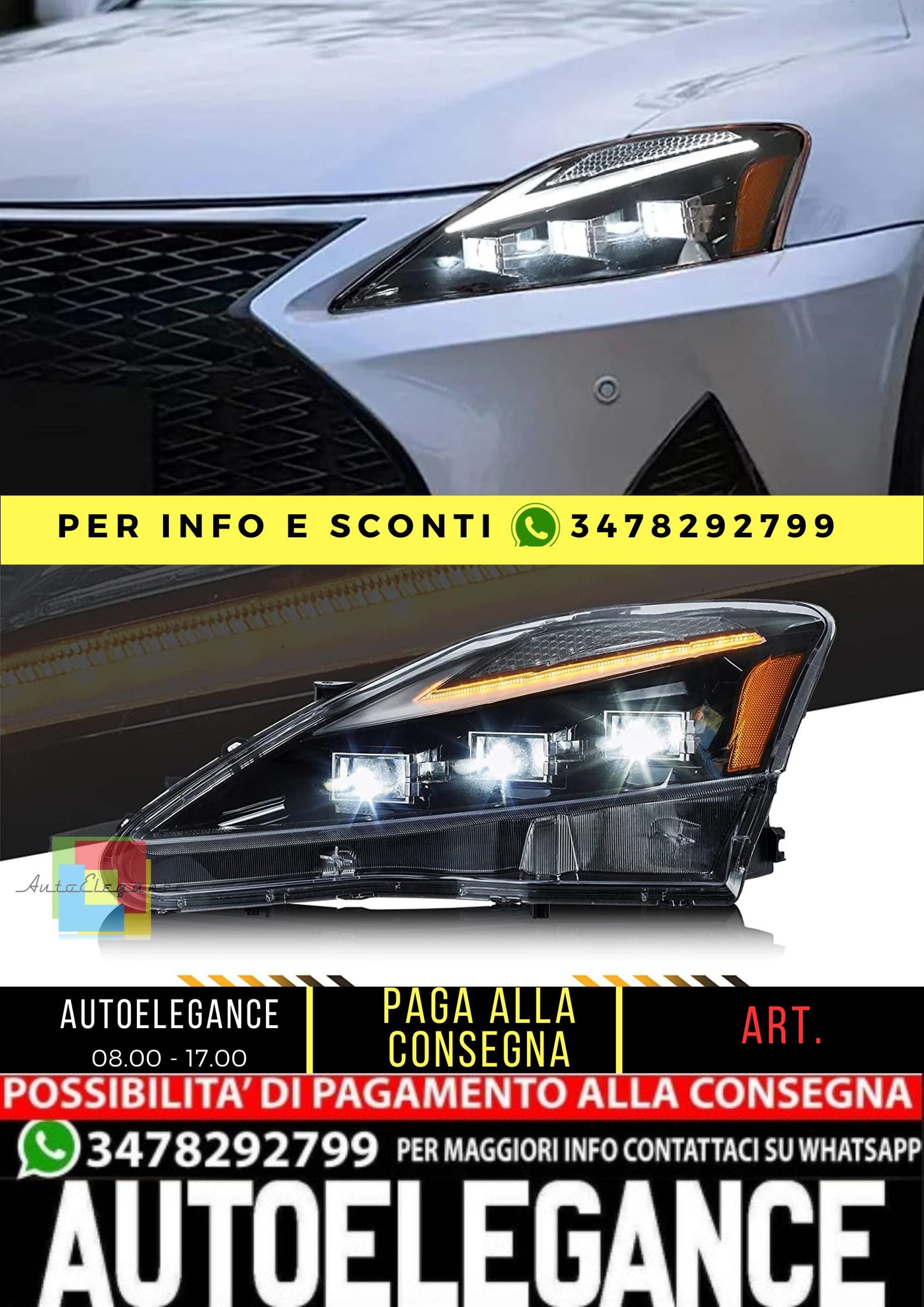 Fari a LED per Lexus IS250/IS250C IS350/IS350C IS220d 2006-2012 ISF 2008-2014 con animazione Blue Breathing