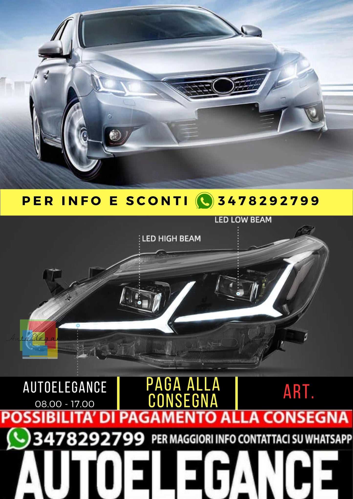 Fari a LED per Toyota Reiz Mark X 2010-2013 con indicatore sequenziale YAA-RZ-0193A