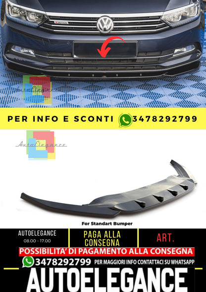 Passat B8 Max V1 Labbro Anteriore Piano Nero Vuoto Plastica / 2014 - 2019