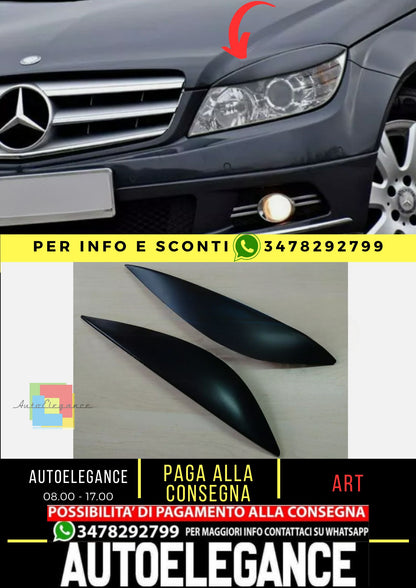 Sopracciglia per MERCEDES CLASSE C W204 2007-2010 ABS Plastica palpebre fari