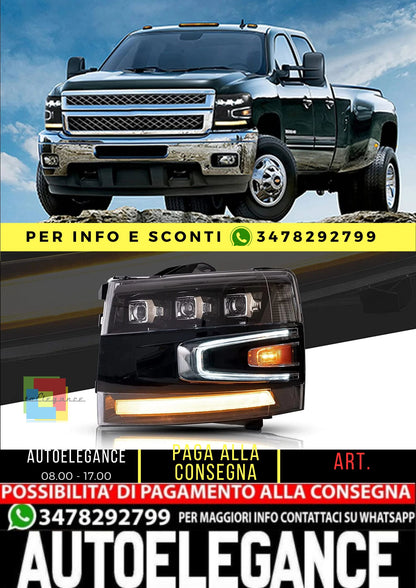 Fari a LED per proiettori per Chevrolet Chevy Silverado 2007-2013 1500 / 2500HD / 3500HD (non compatibile con Silverado Classic 2007) con illuminazione blu per la respirazione