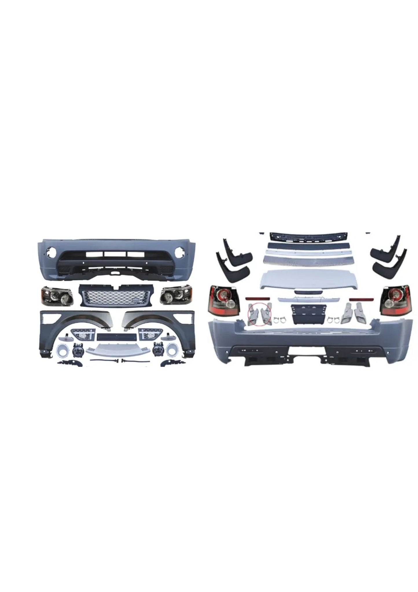 Complete conversion bodykit for Range Rover Sport L320 (05-12) to Facelift