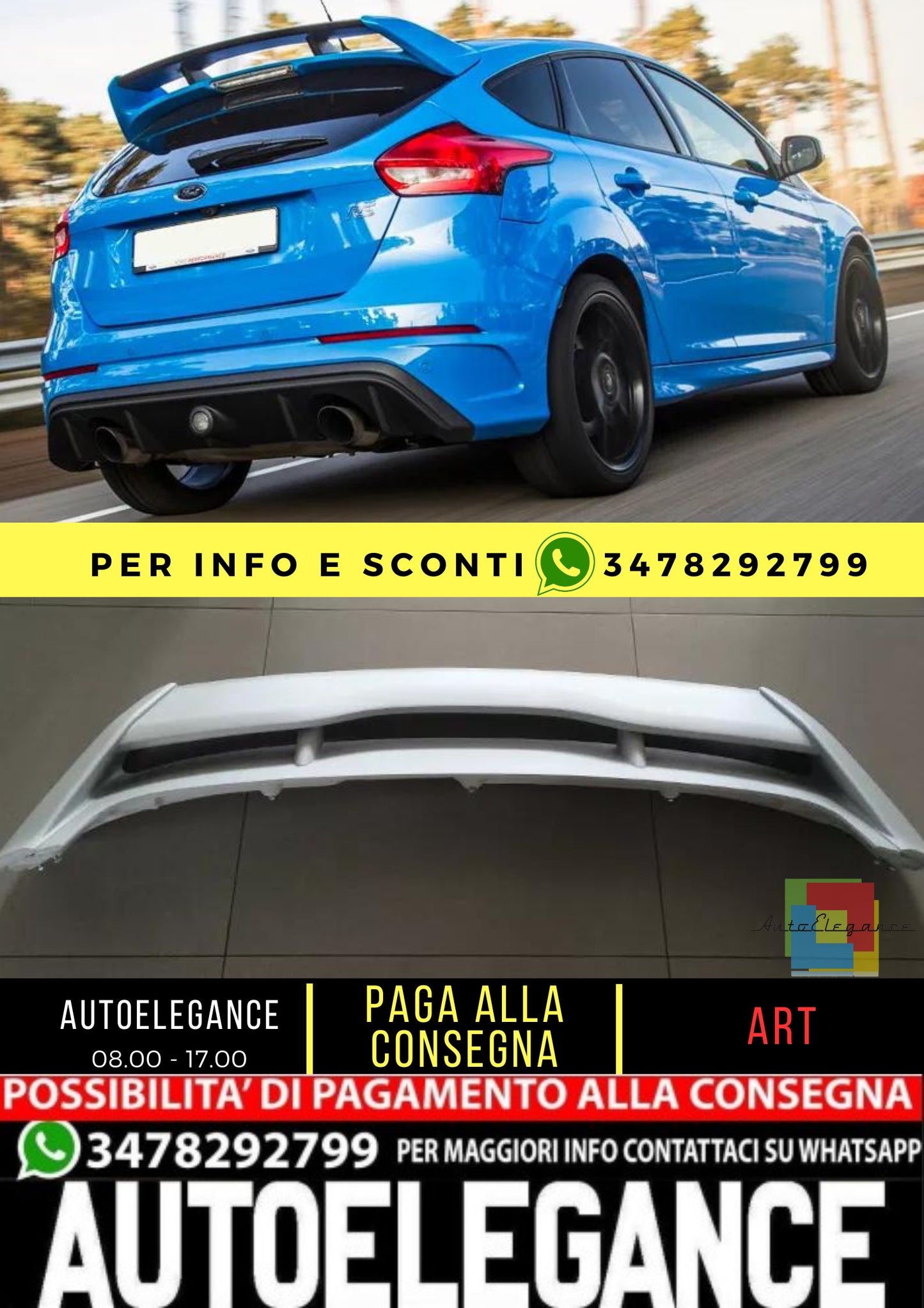 💙KIT SPOILER ADATTO PER FORD FOCUS MK3 RS LOOK💙