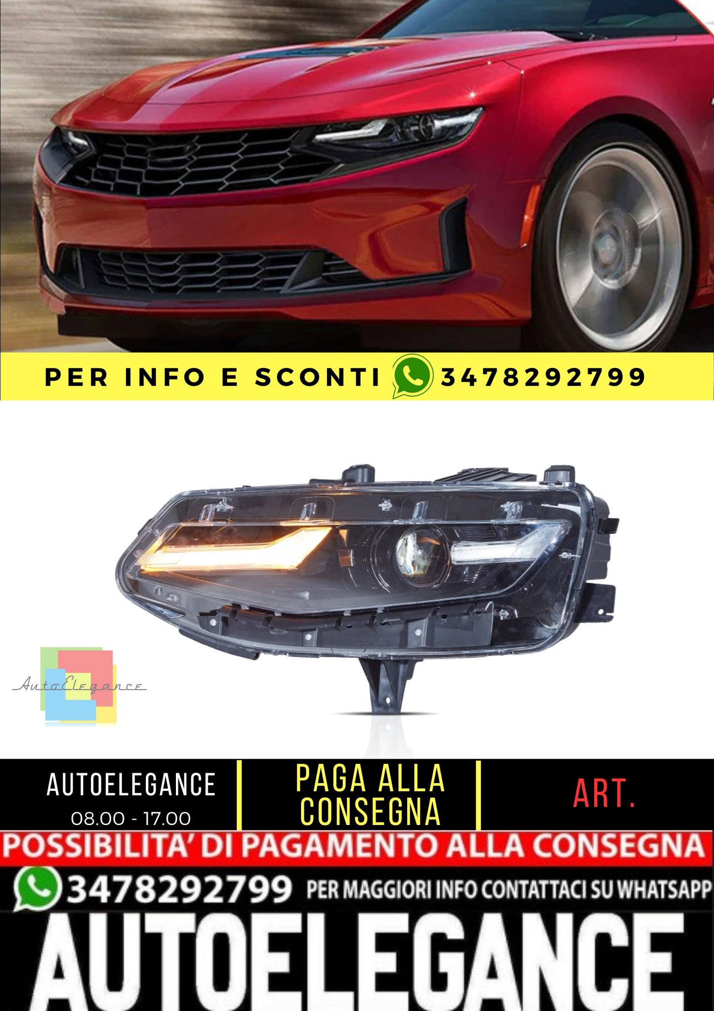 Full LED Headlights for Chevrolet Camaro 2019-up 1LS/1LT/2LT/3LT/LT1 2-Door RWD Coupe and Convertible (NOT FIT FOR 1SS 2SS and ZL1) 