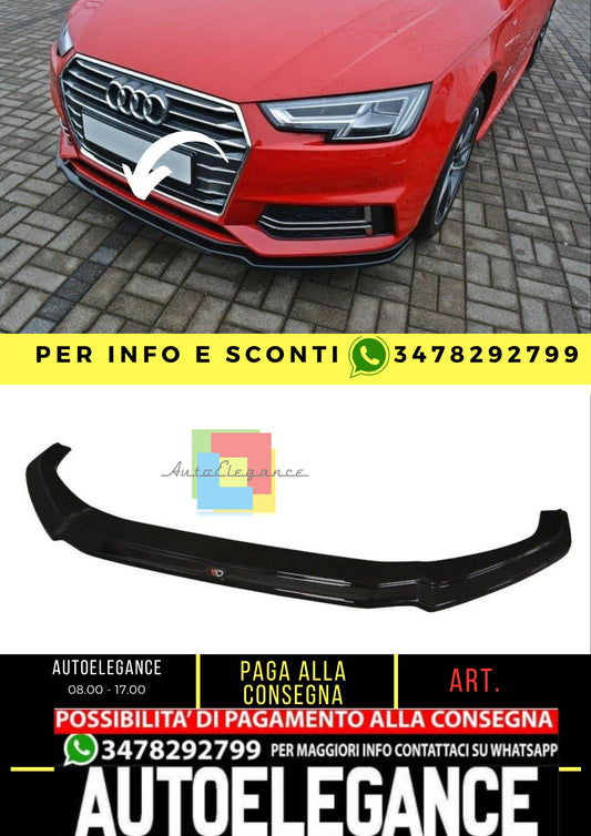 AUDI A4 B9 S Line Max V1 Front Lip Piano Black Empty Plastic / 2015 - 2019 