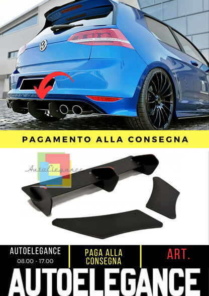 VW Golf 7 R Max Splitter Diffusore Posteriore Nero Opaco Plastica ABS 12-19