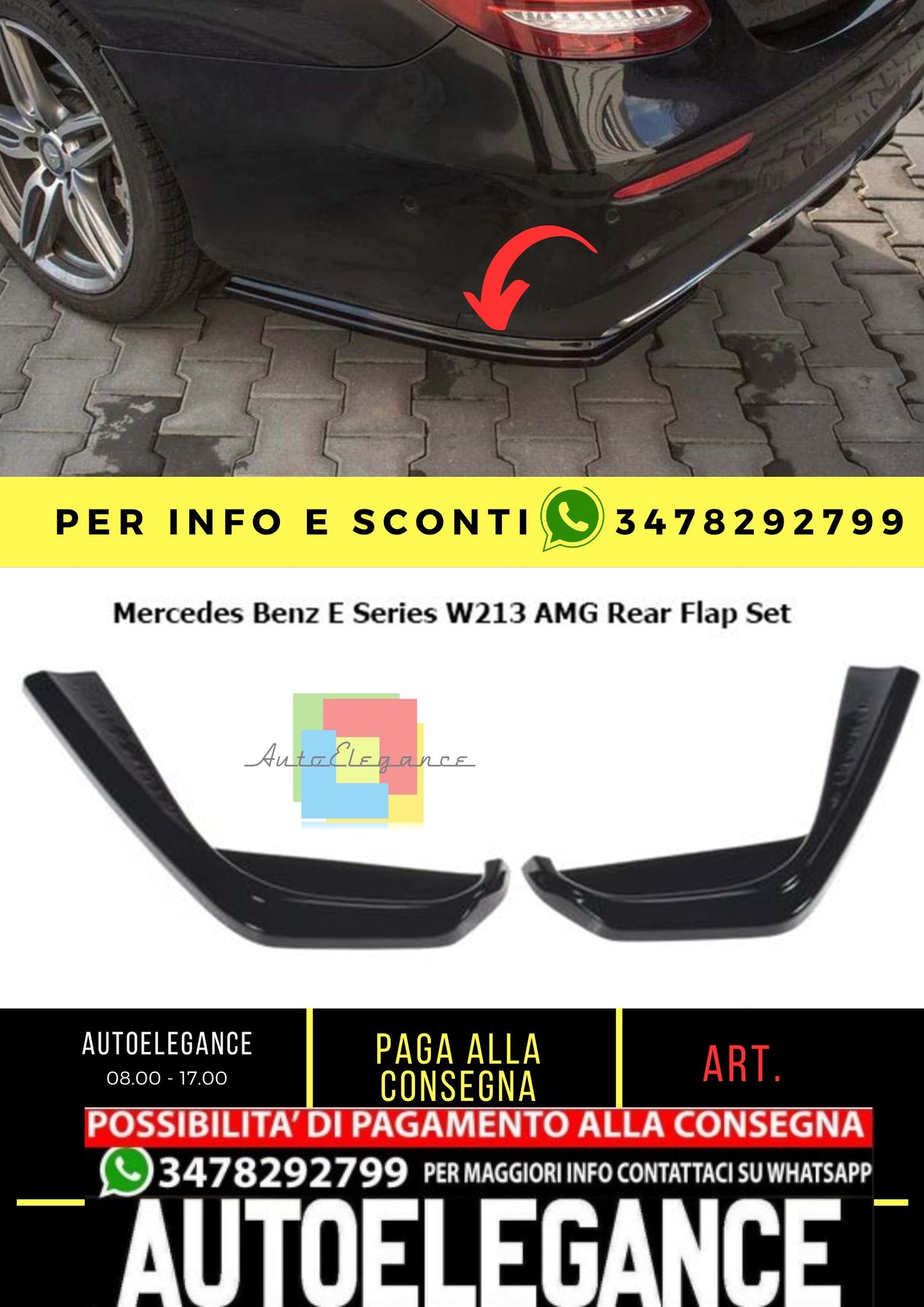 MERCEDES E CLASS W213 Max Flap Posteriore Pianoforte Nero Vuoto Plastica / 2012-2018