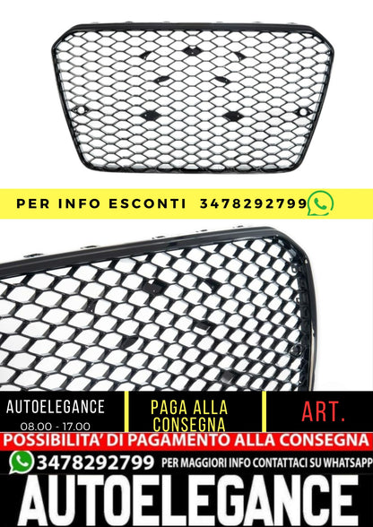 Griglia Anteriore RS5 Look per Audi A5 (8T) Coupe Cabrio Sportback Facelift (2012-2017) Nero Lucido