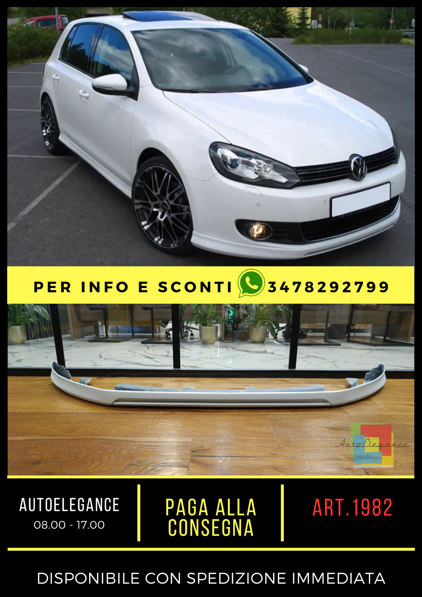 💎UNDER BUMPER SUITABLE FOR VW GOLF 6 STANDARD ABT LOOK RAW💎