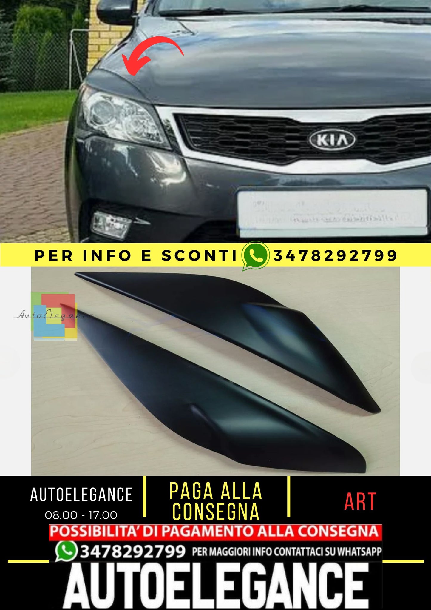 Sopracciglia per KIA CEE'D / CEE'D SW / PRO CEE' D ABS Plastica palpebre fari