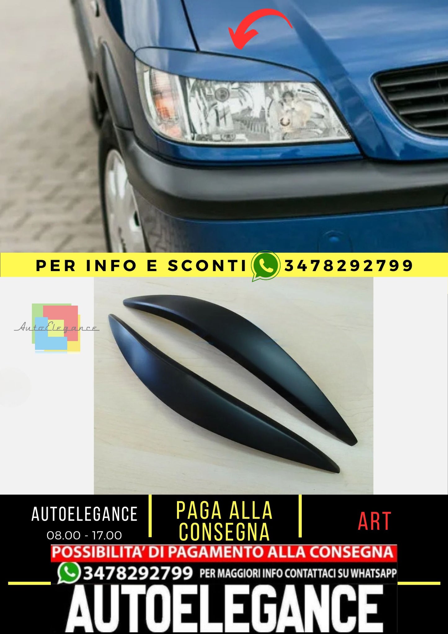 Palpebre fari per OPEL Zafira A 99-05 Plastica ABS, NUOVE