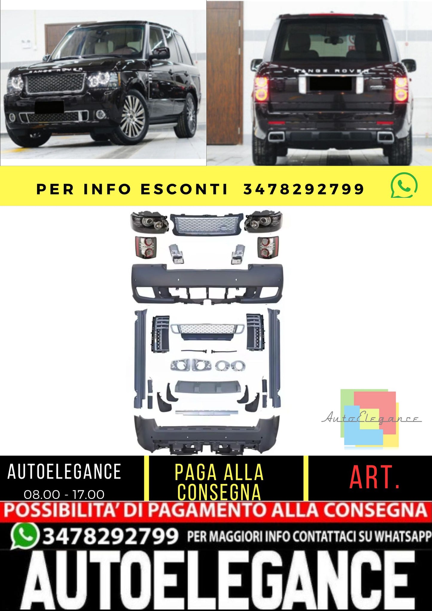 Complete bodykit for Range Rover Vogue L322 02-12 Autobiography Facelift Look