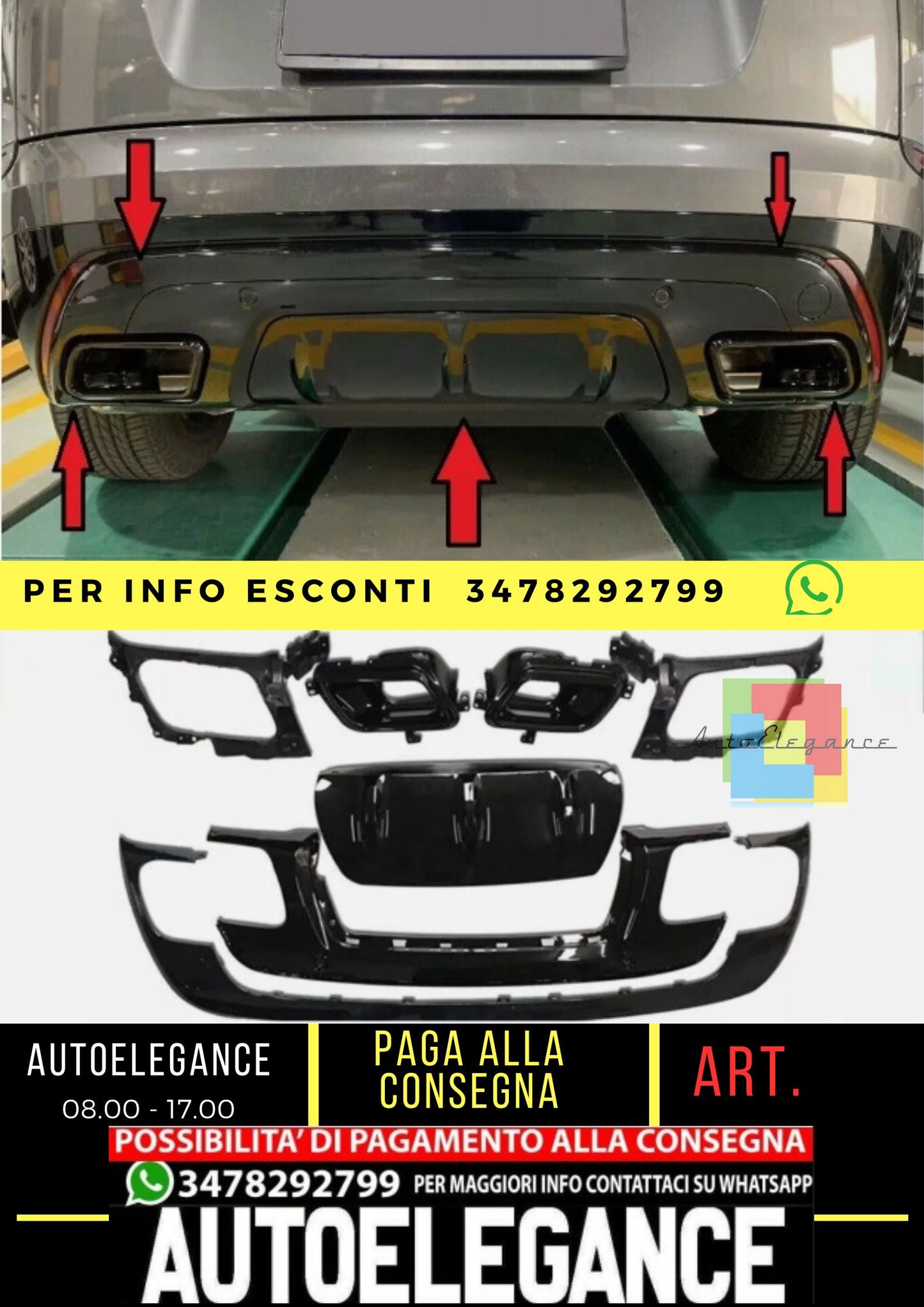 Diffusore posteriore per Range Rover Velar L560 (2017-) Dynamic Look Nero lucido