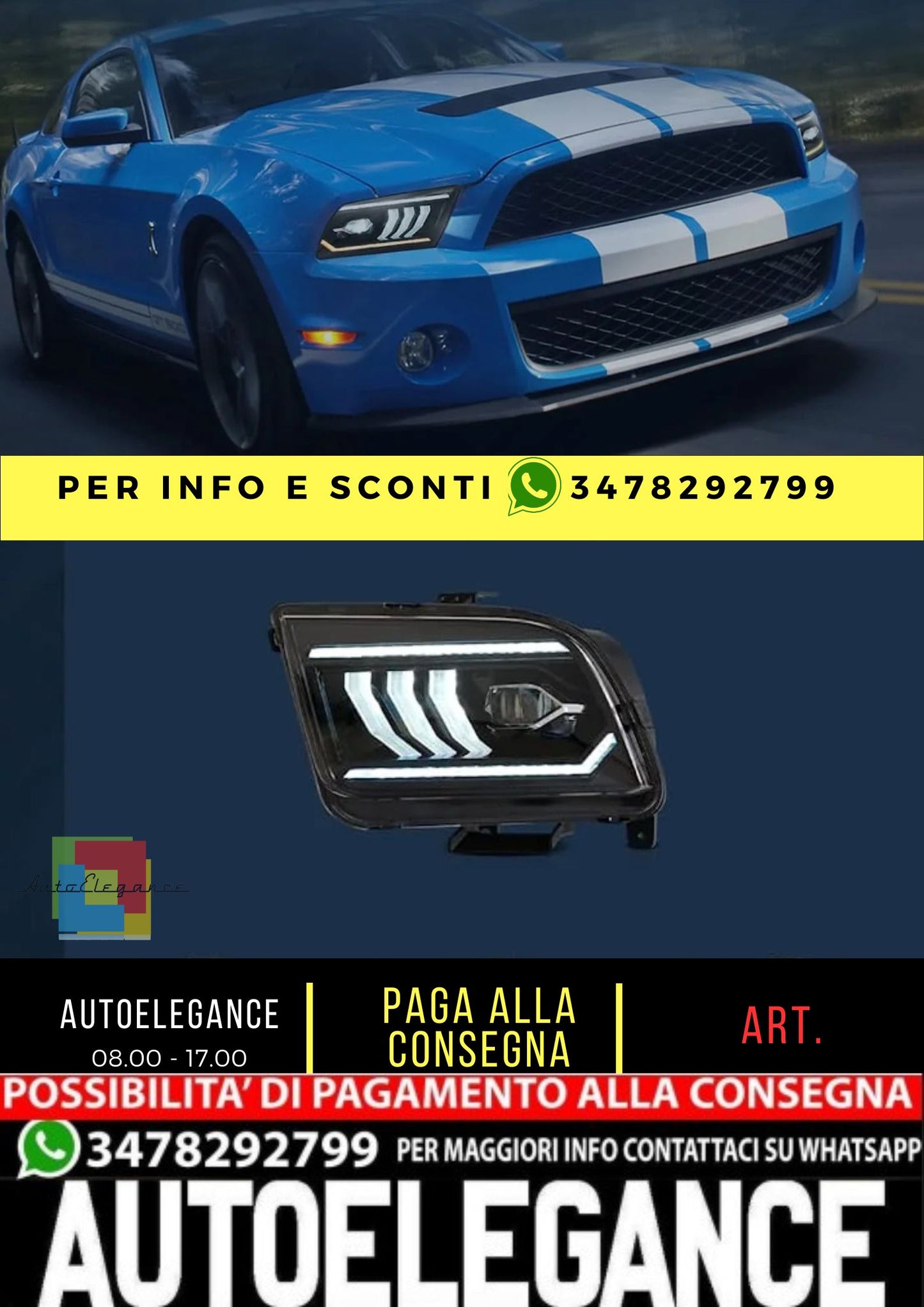 LED Headlights for Ford Mustang 2005-2009 [NOT fit Shelby GT500 / GT500KR models] 