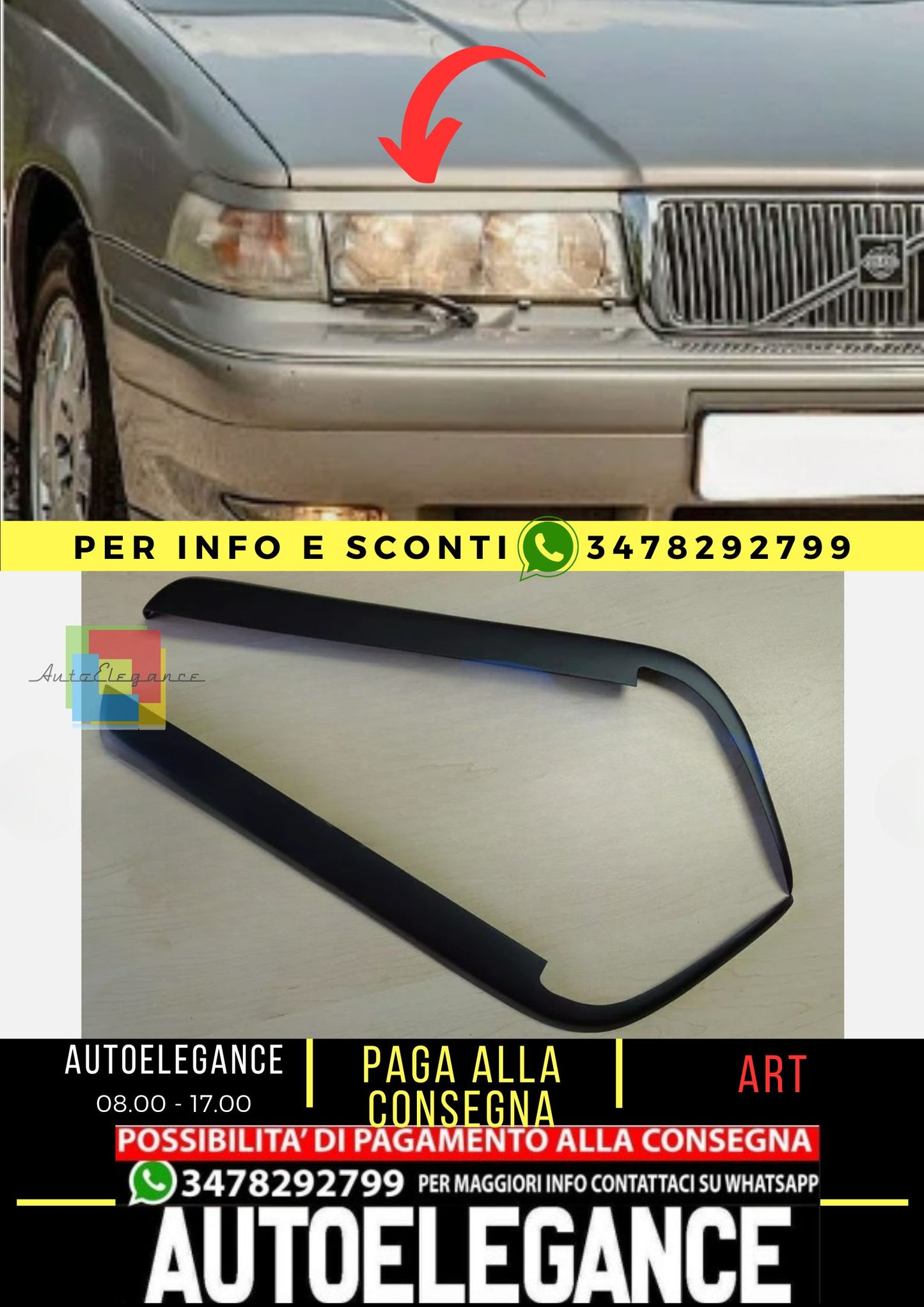 Cornici fari per VOLVO 960 S90 V90 94-98 Plastica ABS ridisegnata, NUOVE