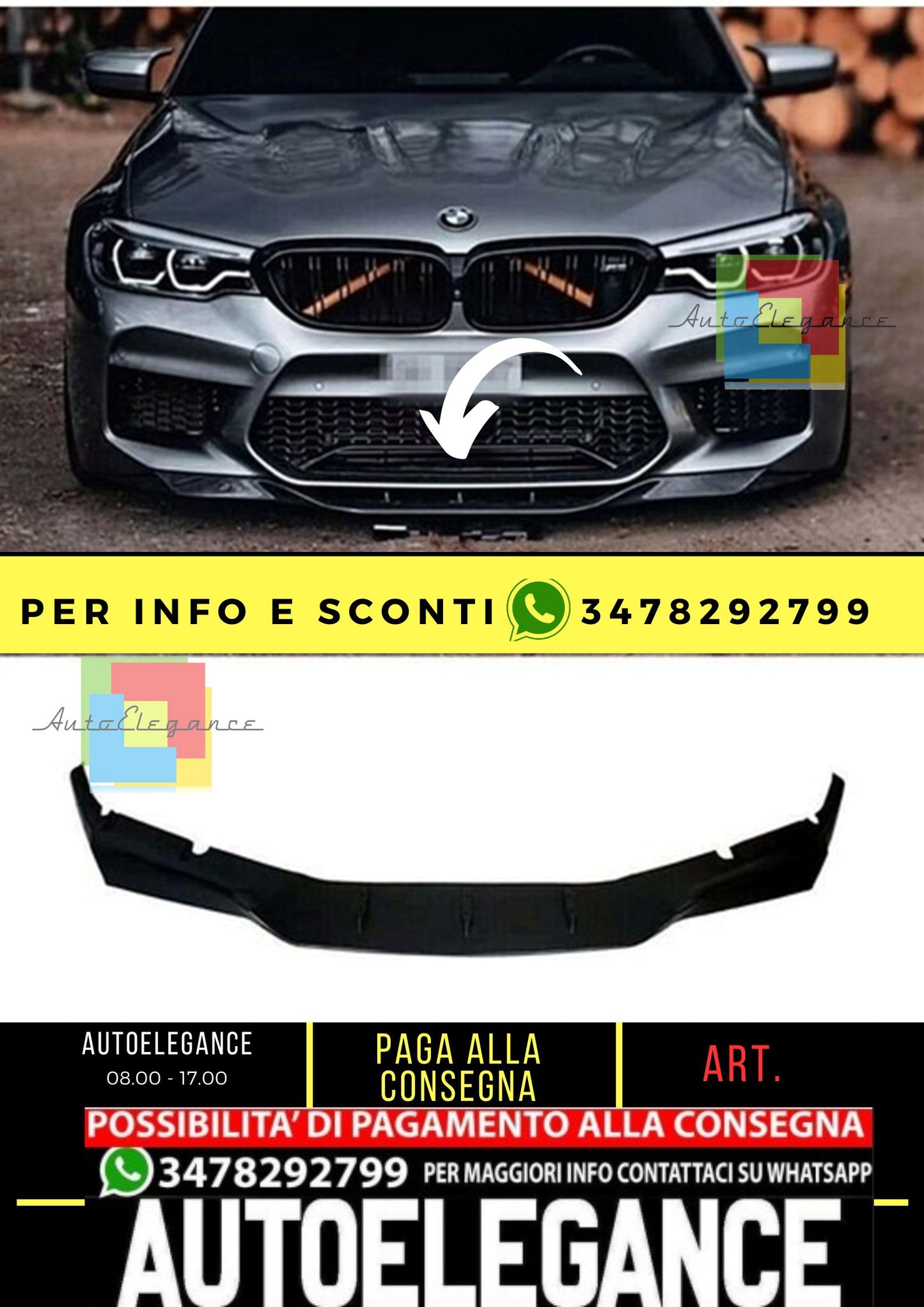 G30 F90 M5 Labbro Anteriore Piano Nero Vuoto Plastica / 2017 - 2020