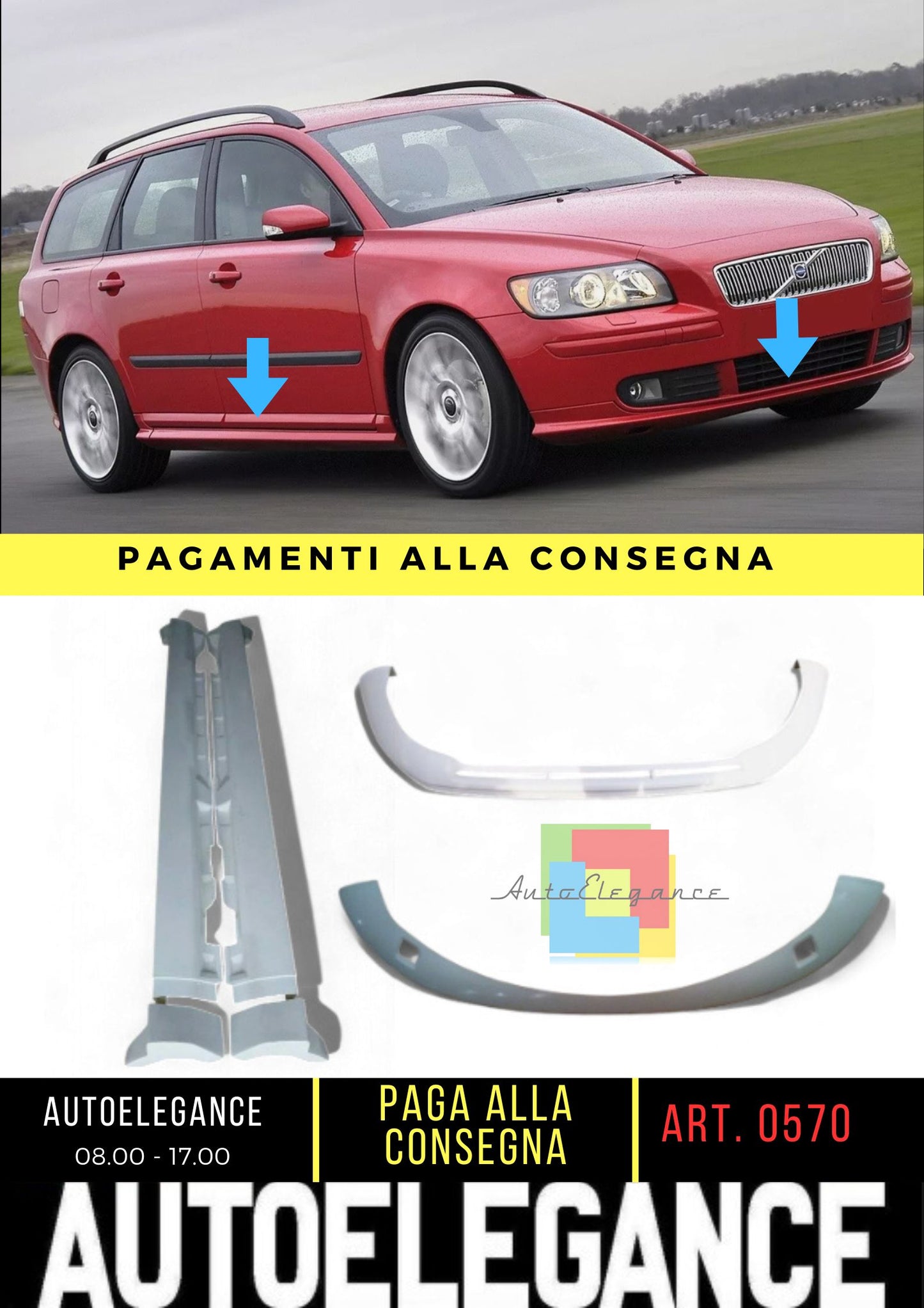 VOLVO V50 prima del restyling 2004 - 2007 R-DESIGN - KIT CARROZZERIA - FR + RE + SS