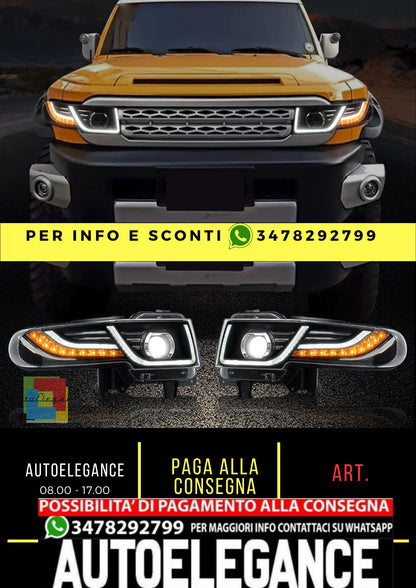 LED Headlights + 2x D2H Xenon Bulbs Suitable for Toyota FJ Cruiser 1st Generation 2007-2015 