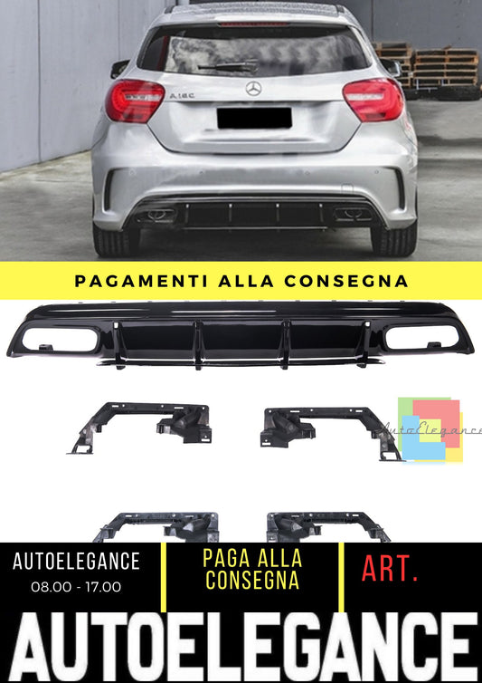 Rear Bumper Diffuser A45 AMG Facelift Look for Mercedes A-Class (W176) (2012-2018) AMG-Line Bumper Gloss Black