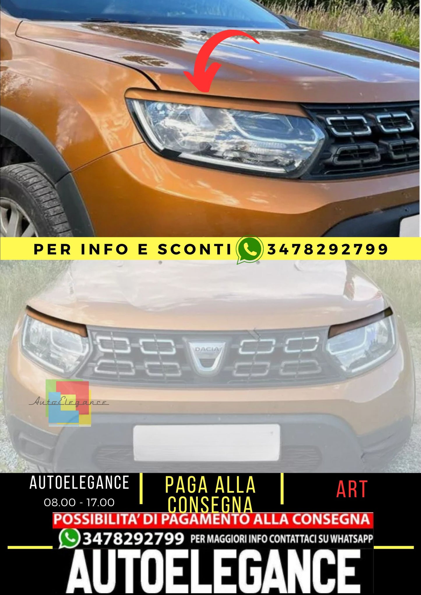 Sopracciglia per DACIA DUSTER ‎ 2017 - 2021 ABS Plastica palpebre fari
