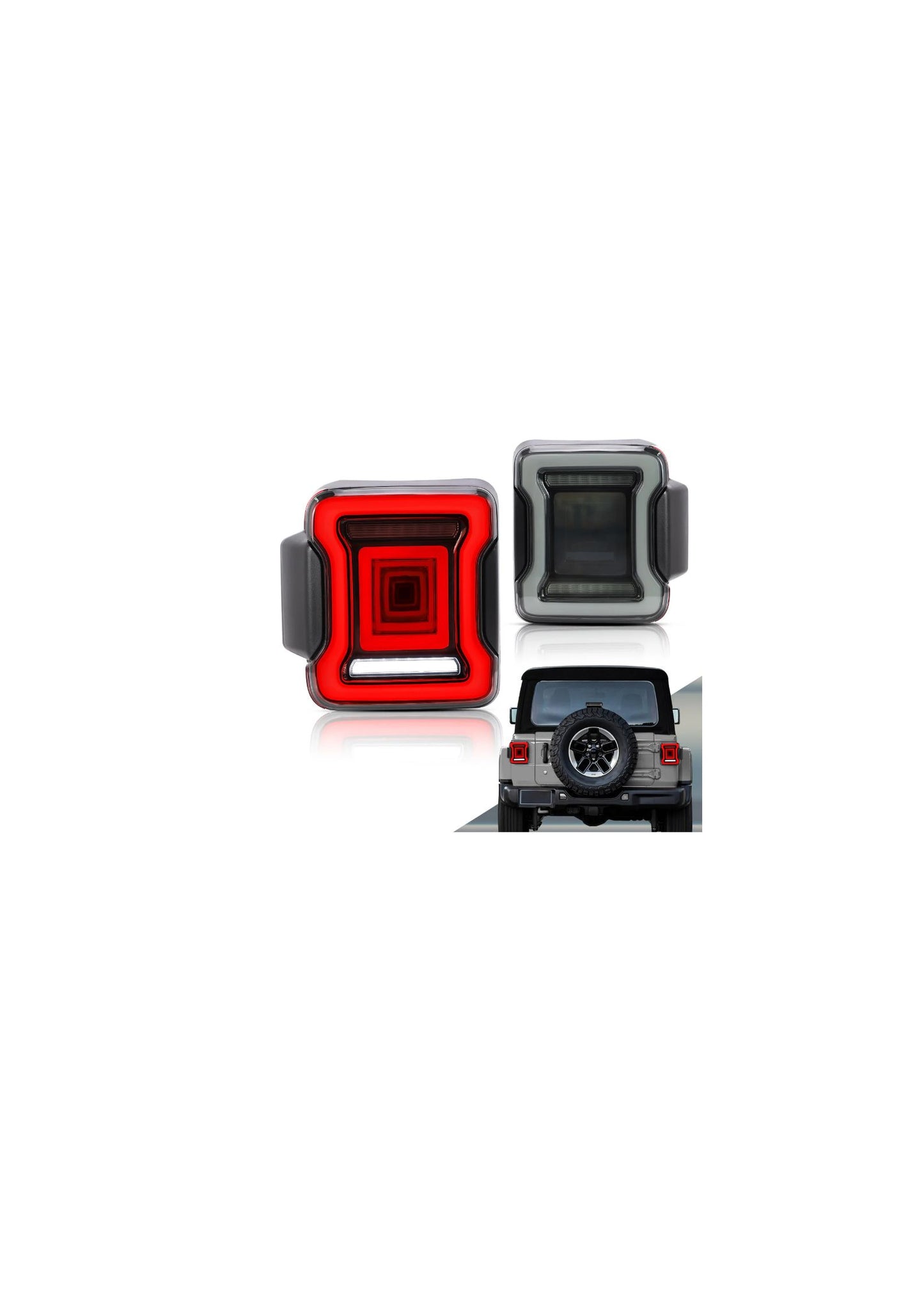 Fanali posteriori Full LED per Jeep Wrangler 2018-UP (retromarcia singola con indicatori di direzione rossi)