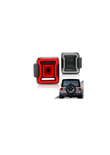 Fanali posteriori Full LED per Jeep Wrangler 2018-UP (retromarcia singola con indicatori di direzione rossi)
