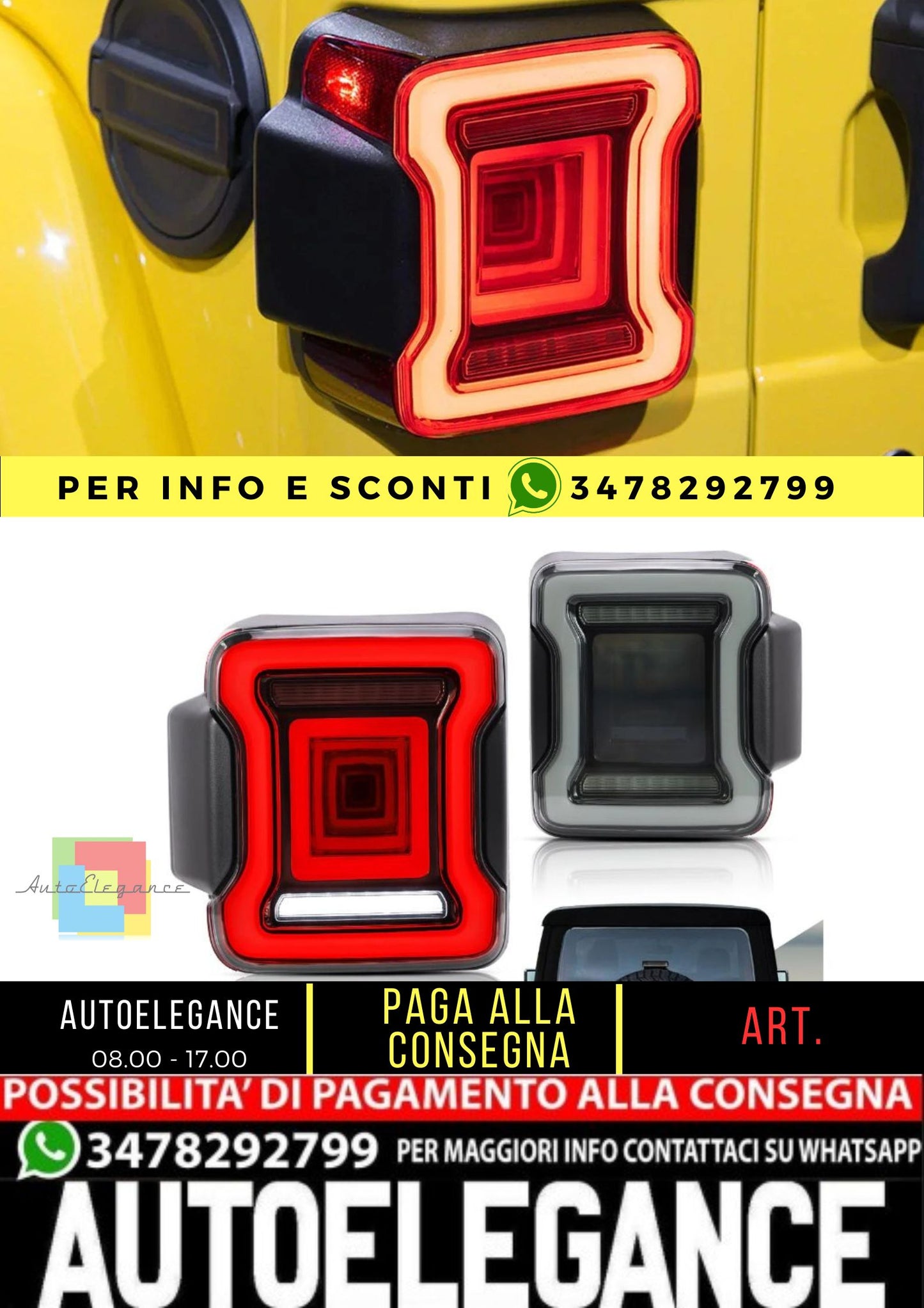 Fanali posteriori Full LED per Jeep Wrangler 2018-UP (retromarcia singola con indicatori di direzione rossi)