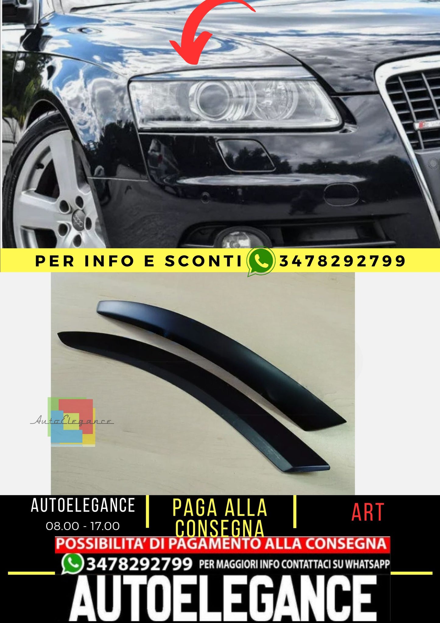 Supporti fari per AUDI A6 C6 2004-2011 in plastica ABS, NUOVI