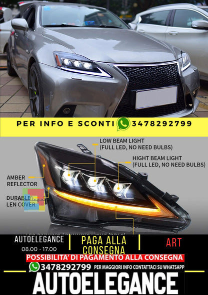 Fari per proiettori LED per Lexus IS250 IS350 2006-2012 IS200d IS F 2008-2014 (edizione riflettore ambra e trasparente)