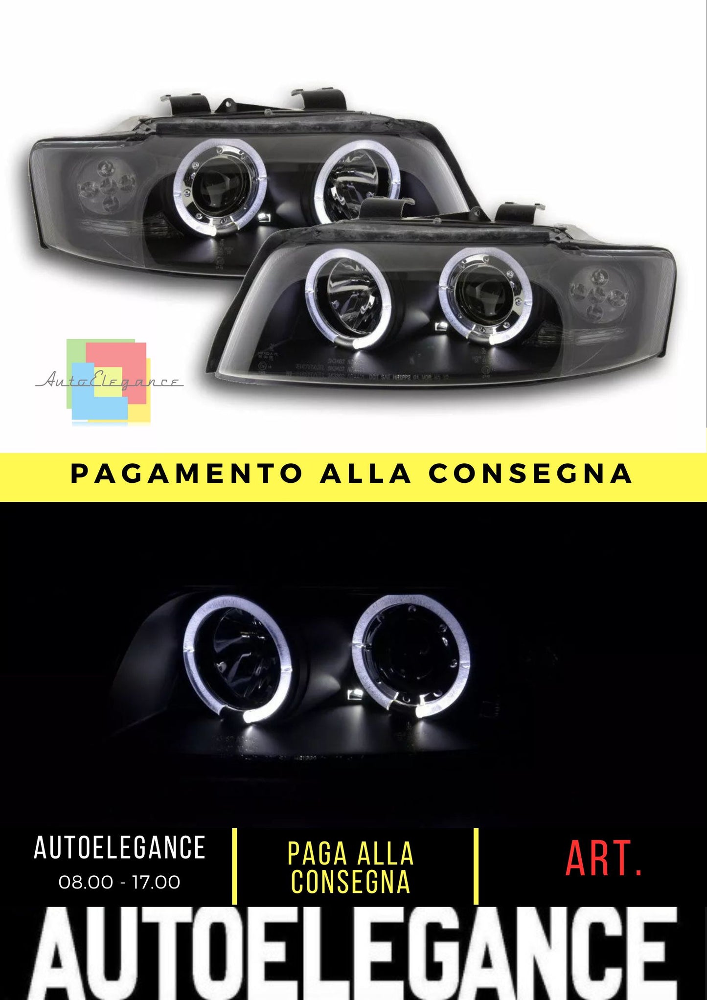 ANGEL EYES FARI PER AUDI A4 8E B6 01-04 LED LUCE DI POSIZIONE NERO