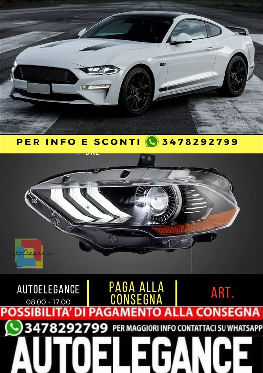 Gruppo proiettori Full LED e Dual Beam per Ford Mustang 2018 2019 2020 con fari ad animazione sequenziale e dinamica