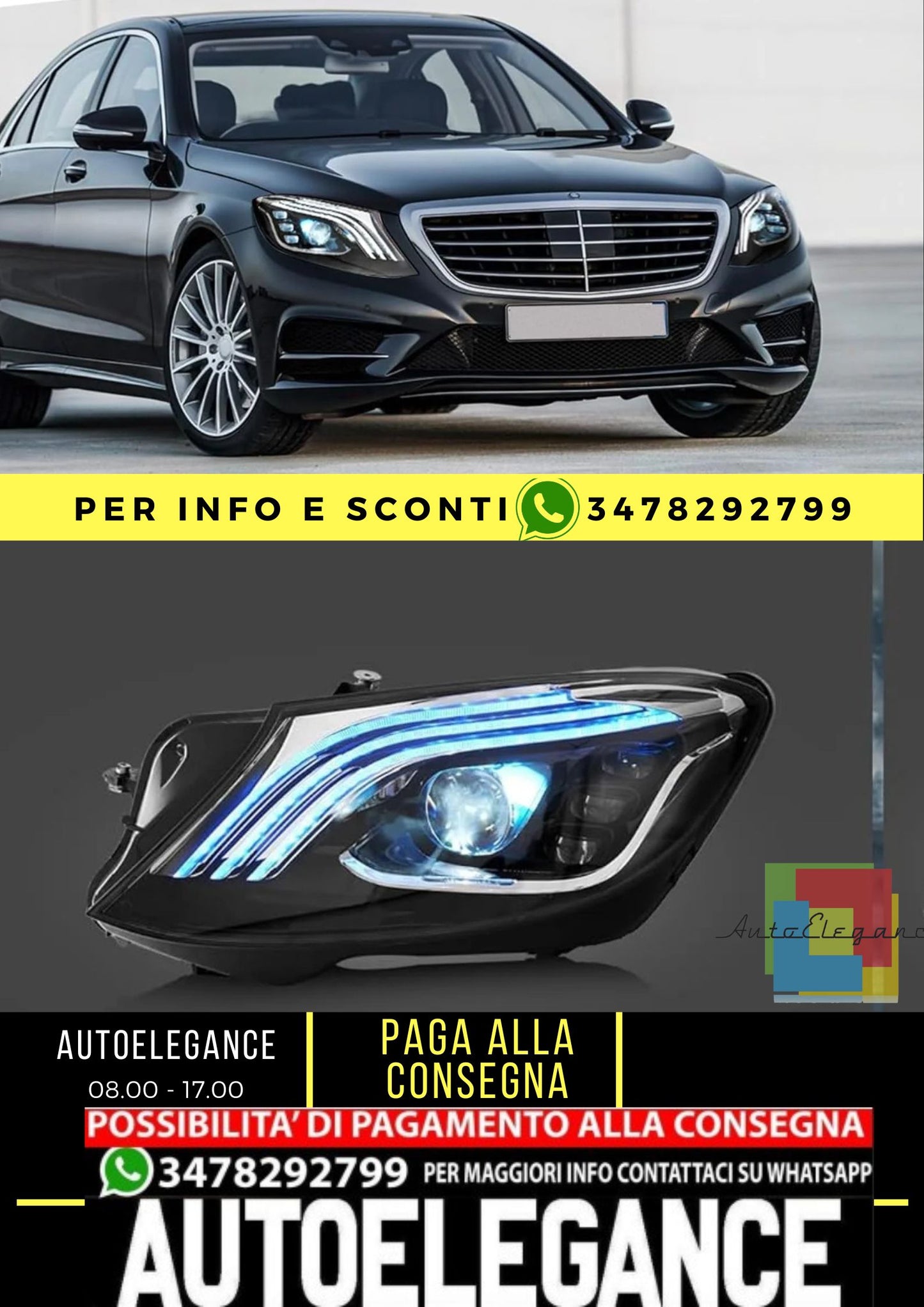 Faro LED per Mercedes-Benz Classe S W222 6a generazione 2014-2017 con DRL blu