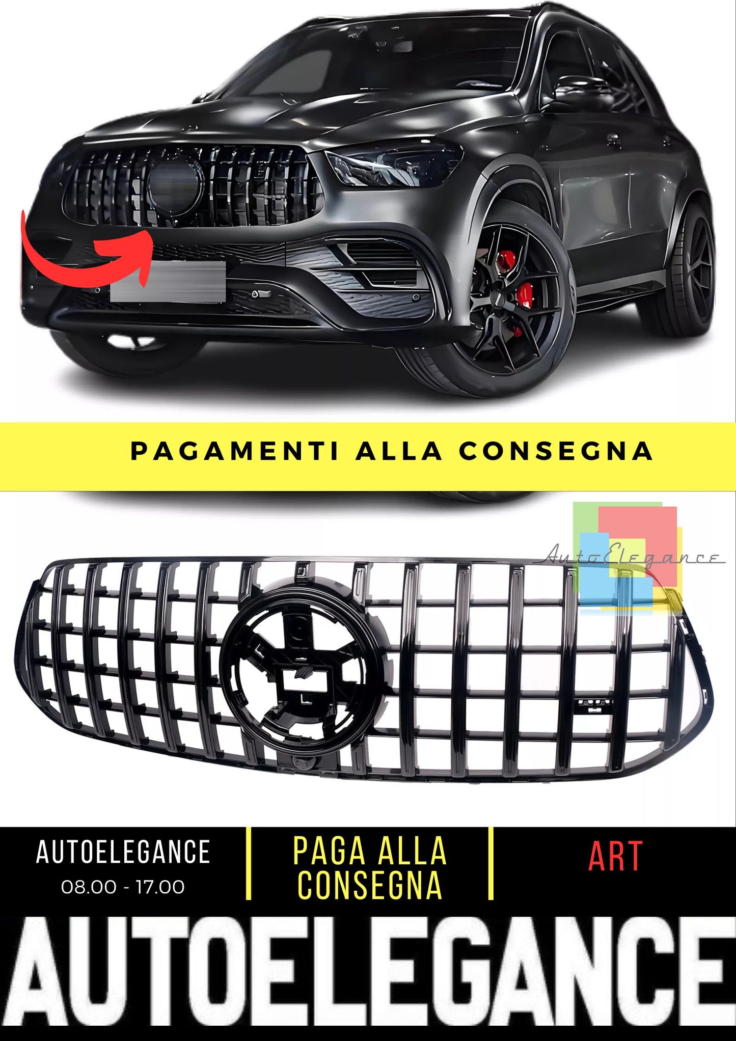 Griglia GT Panamericana adatta per Mercedes Classe GLE W167 V167 C167 NERO LUCIDO