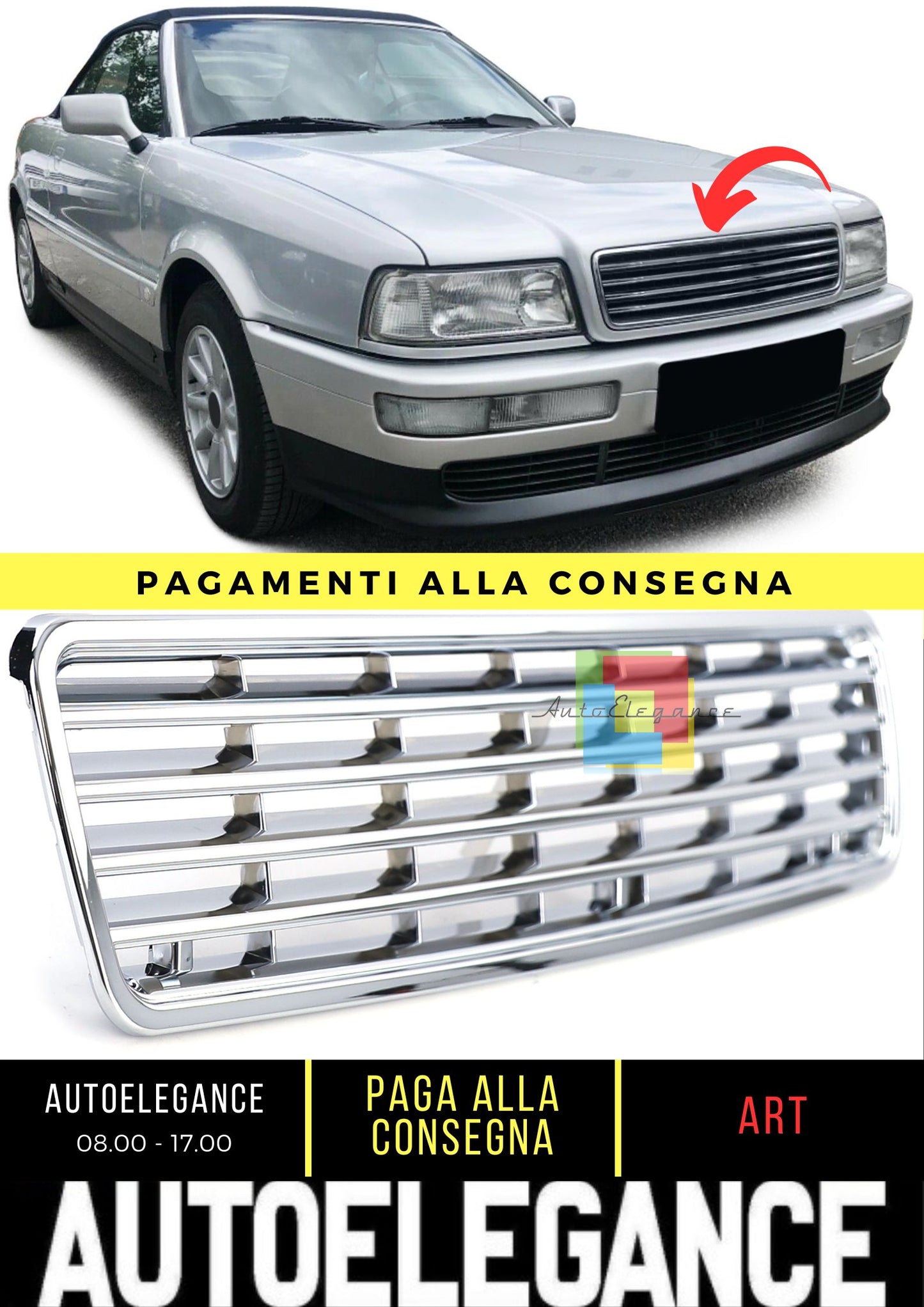 Griglia sportiva senza stemma cromata per Audi 80 B4 berlina Avant 91-96