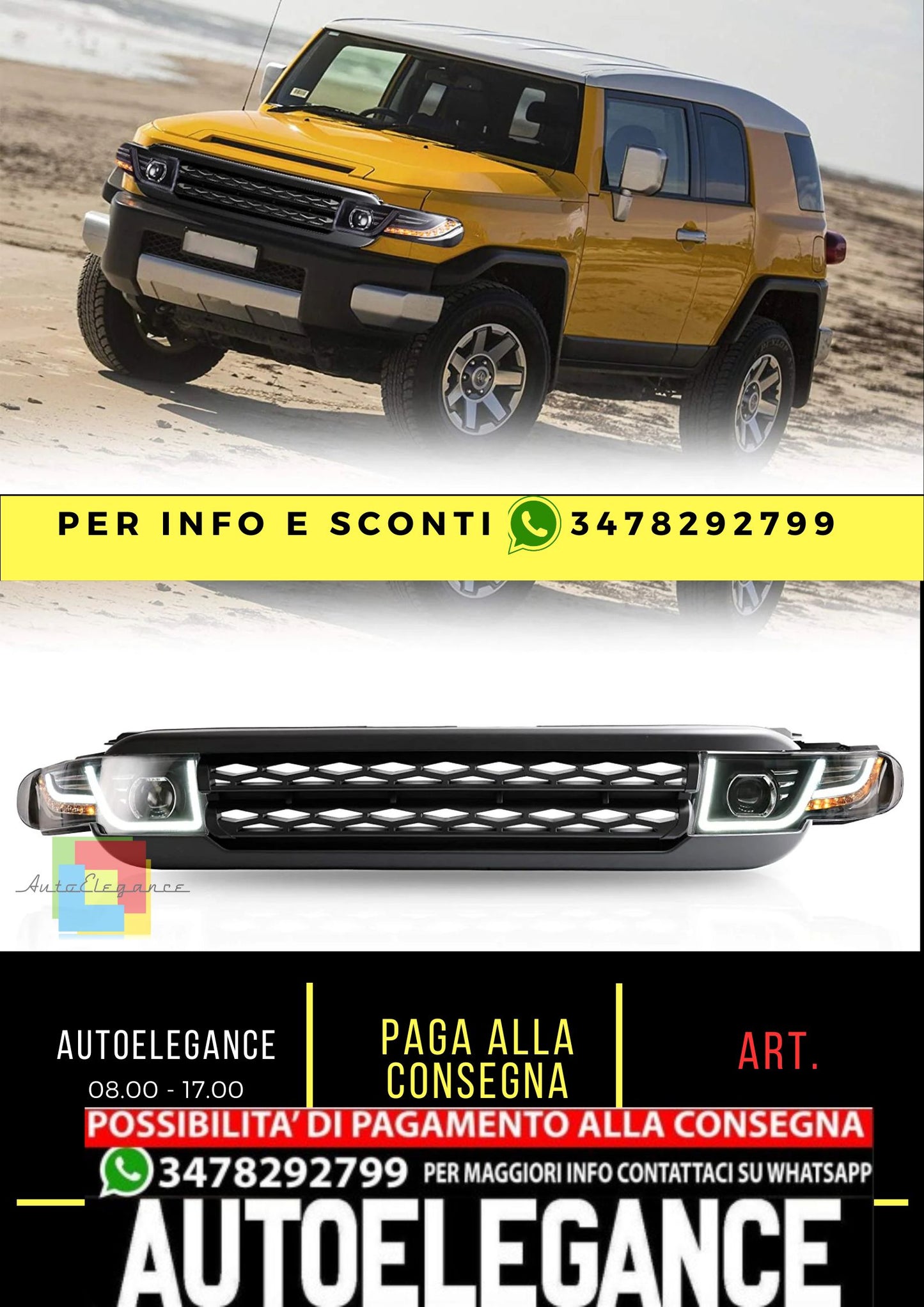 Black Grille LED Headlights Fit For Toyota FJ Cruiser 1st Generation 2007-2015 