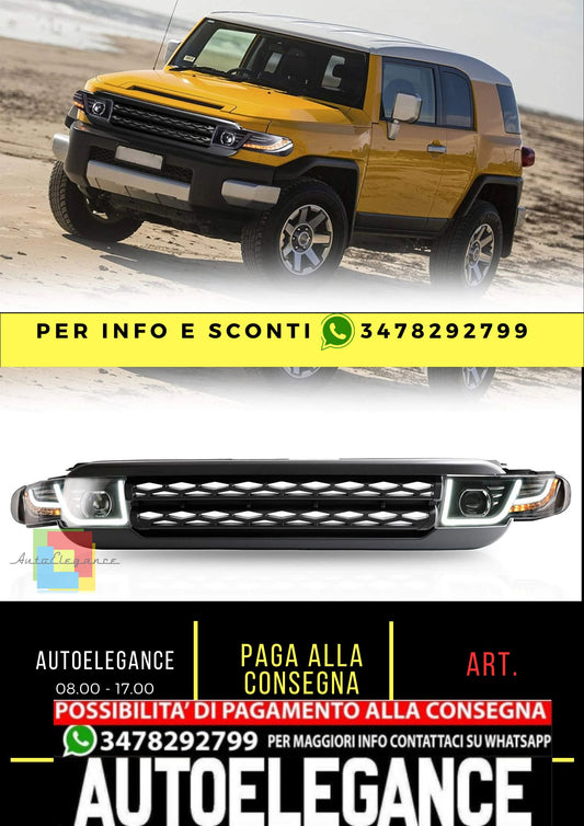 Black Grille LED Headlights Fit For Toyota FJ Cruiser 1st Generation 2007-2015 