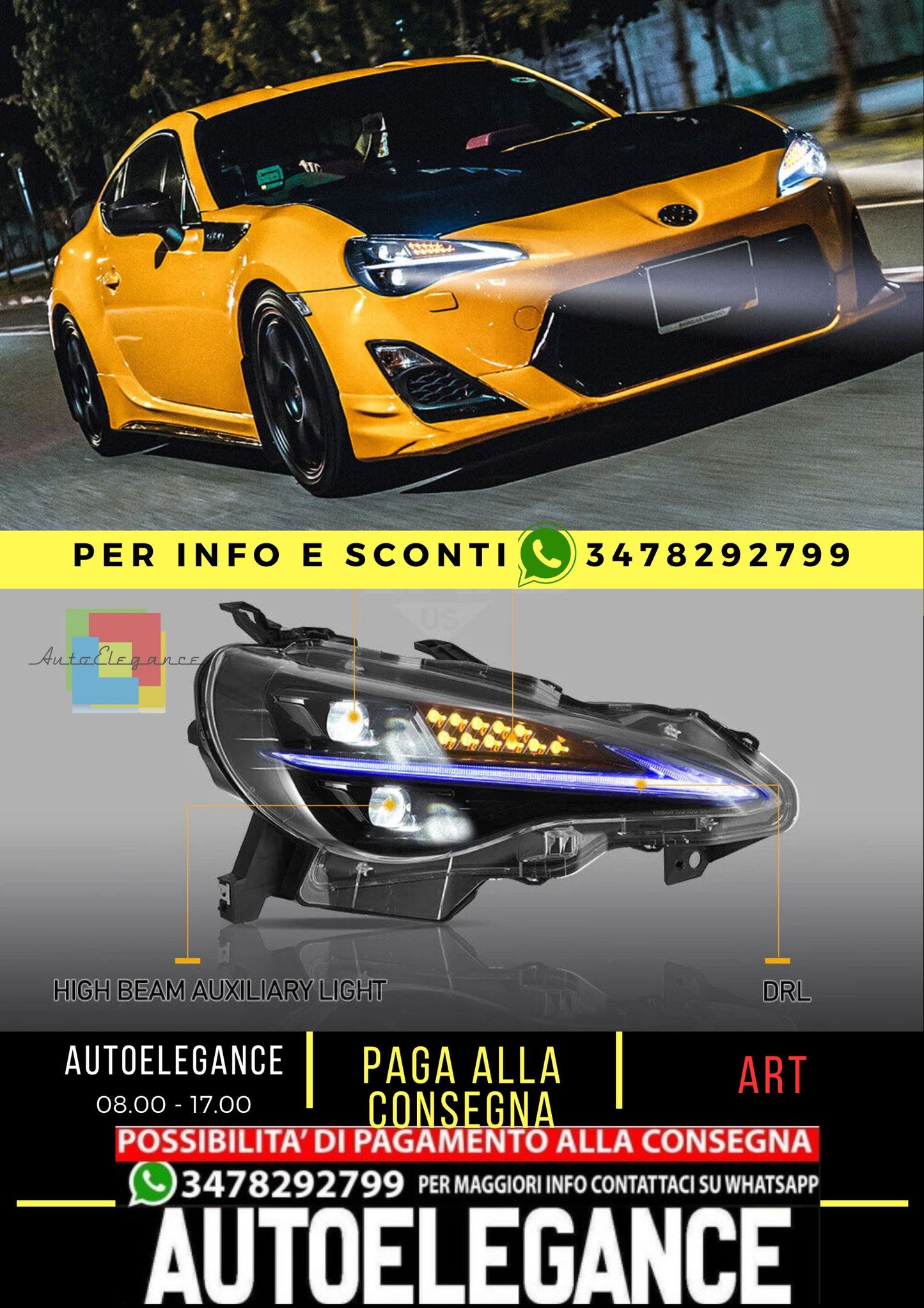 Fari a LED per Scion FR-S 2013-2016, Toyota 86 2017-2020, Subaru BRZ 2013-2020, dinamici fumé con animazione di avvio