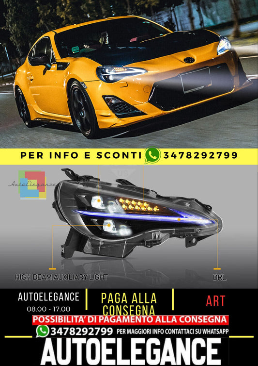 Fari a LED per Scion FR-S 2013-2016, Toyota 86 2017-2020, Subaru BRZ 2013-2020, dinamici fumé con animazione di avvio