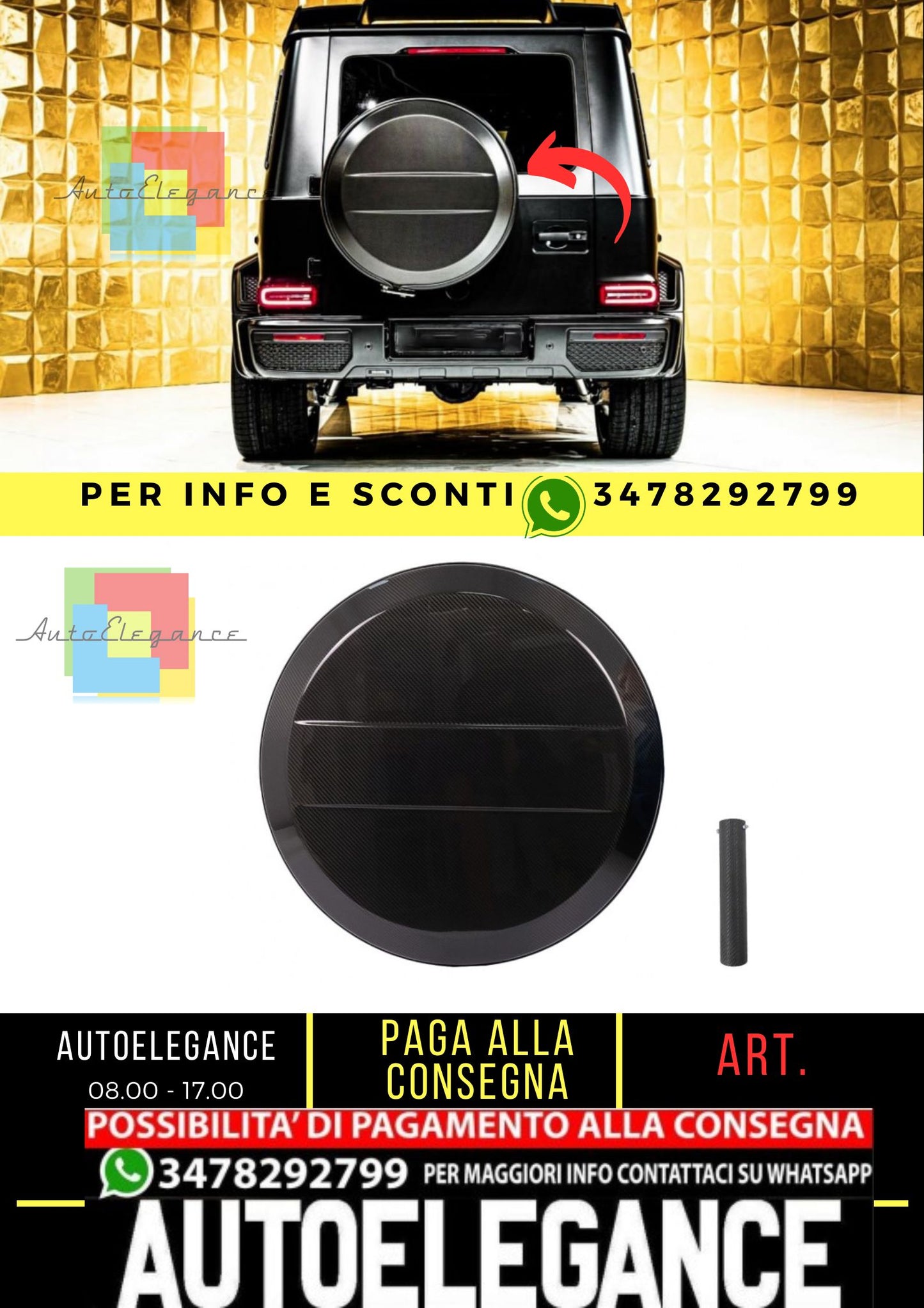 Copertura ruota di scorta in fibra di carbonio adatta per Mercedes Classe G Face