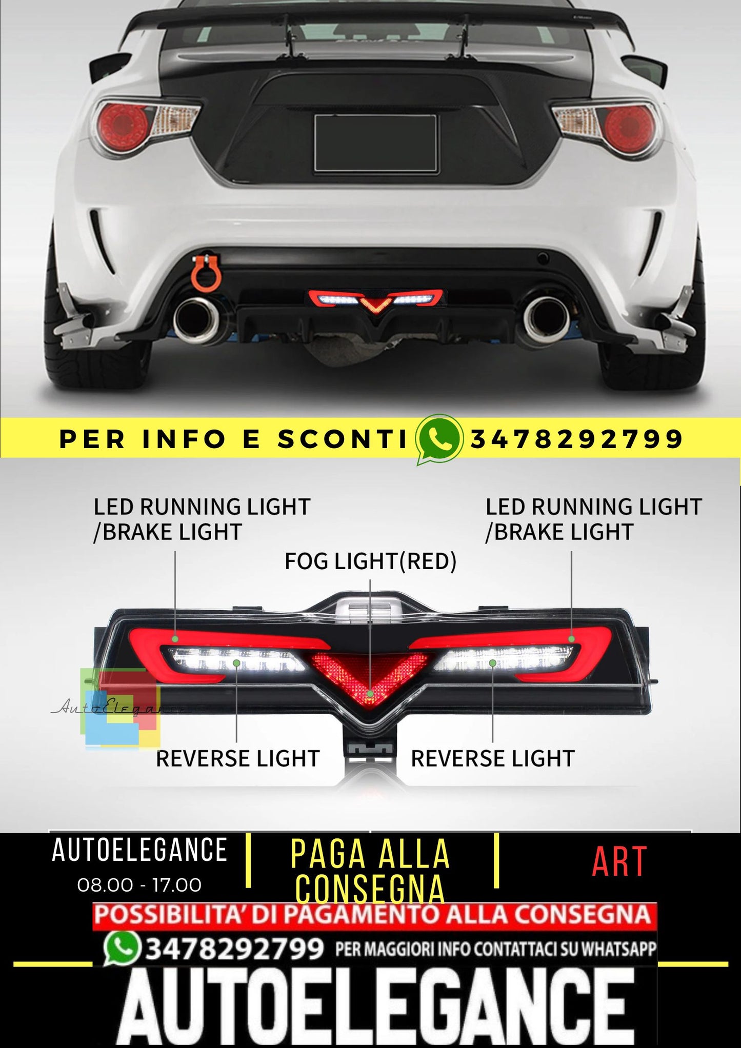 Full LED Luce paraurti posteriore per Toyota 86 GT86 2012-2020 Subaru BRZ 2013-2020 Scion FR-S 2013-2020