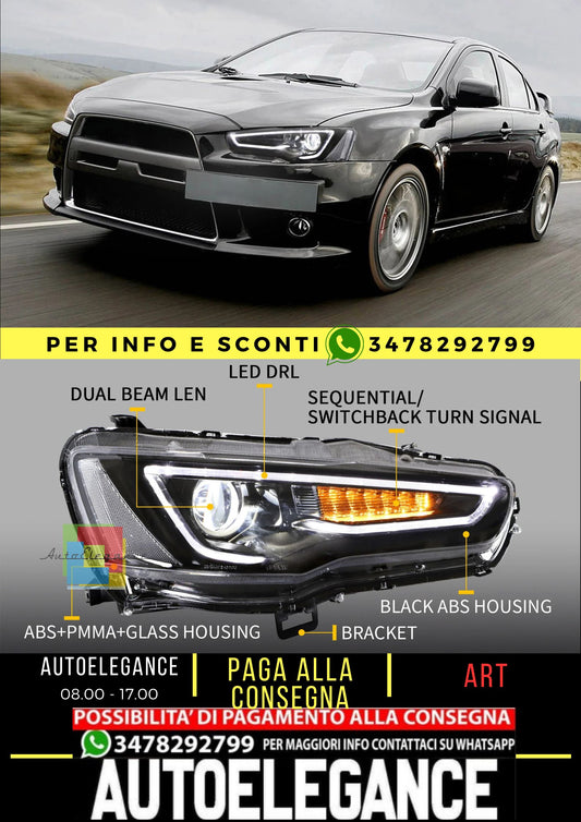 Fari per proiettori  Dual Beam per Mitsubishi Lancer EVO X 2008-2018 (proiettore normale. Versioni LHD e RHD)