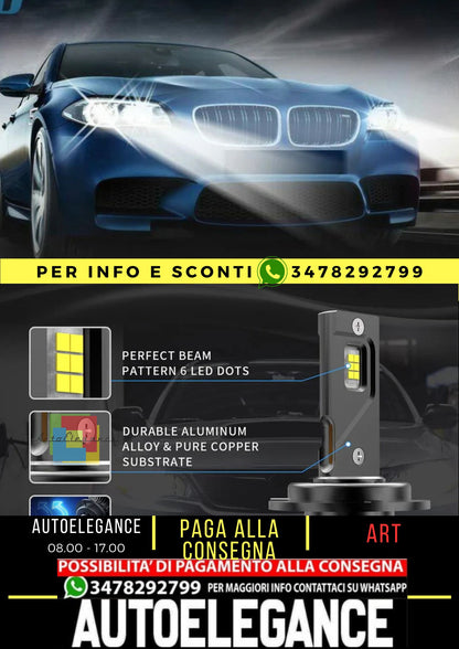 Lampadine per fari a LED 2 pezzi D2S/H7/9005 6000K super luminose